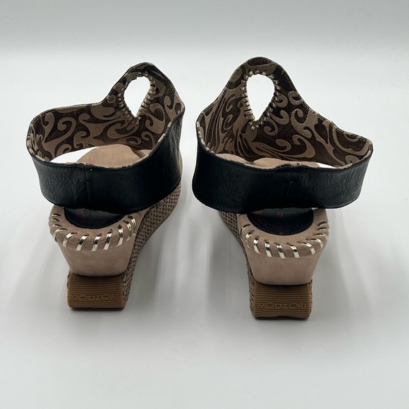 Modzori Lucia Reversible Wedge Sandals Black Tan Metallic Travel Size 9 Boho - Picture 6 of 16